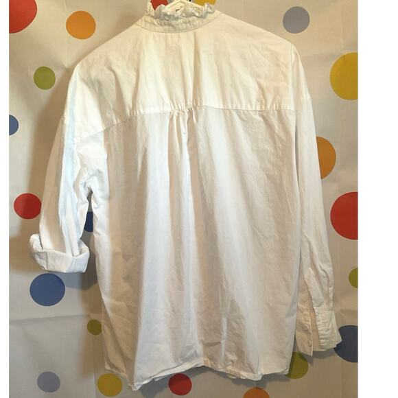MNG Size 4 White Ruffle Blouse Button Front - Picture 4 of 12